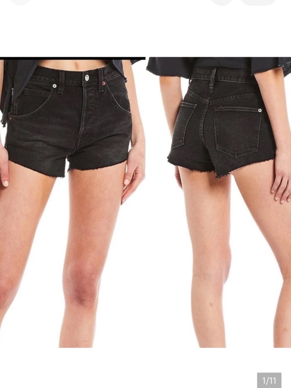 Free People Taliesin High Rise Cut Off Shorts Button Fly Faded Black Size 29